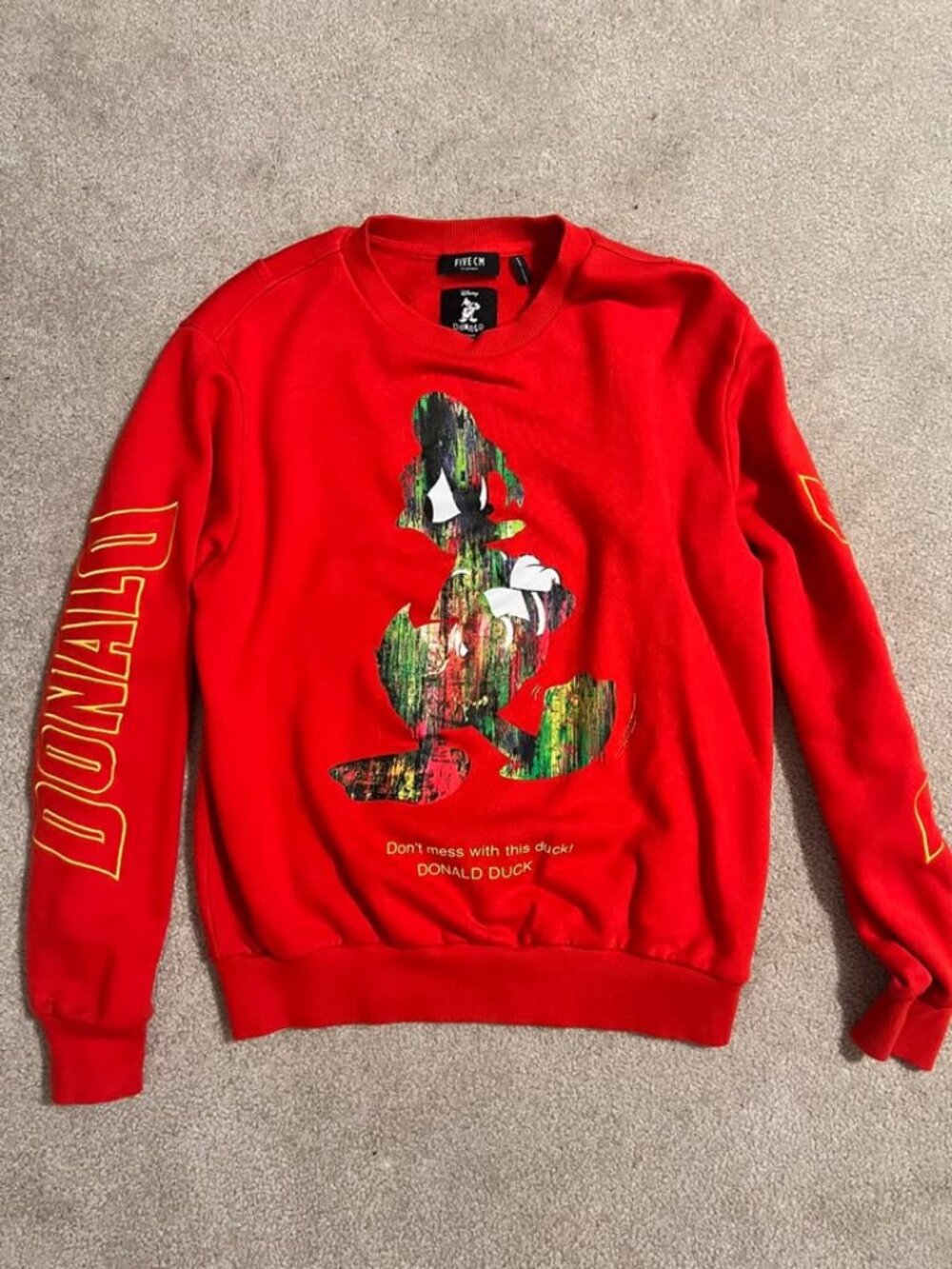 FIVE CM x Disney Donald Duck Sweatshirt Red 100% Cotton Unisex M
